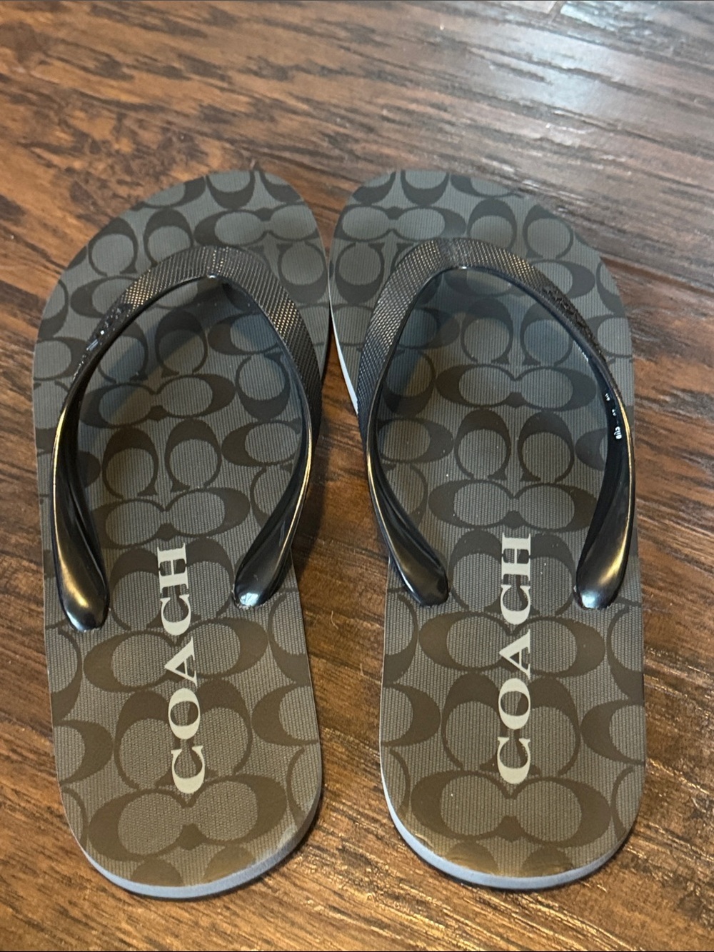 Coach Brown and Black Logo Flip Flop Sandals - Picture 3 of 12
